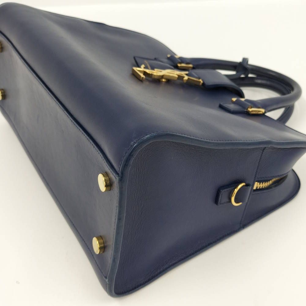 Saint Laurent Cabas Small Handbag Leather Navy — view 3