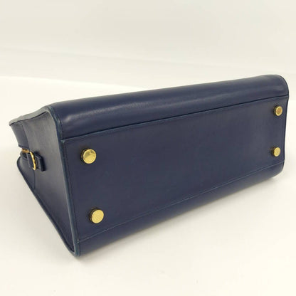 Saint Laurent Cabas Small Handbag Leather Navy — view 4