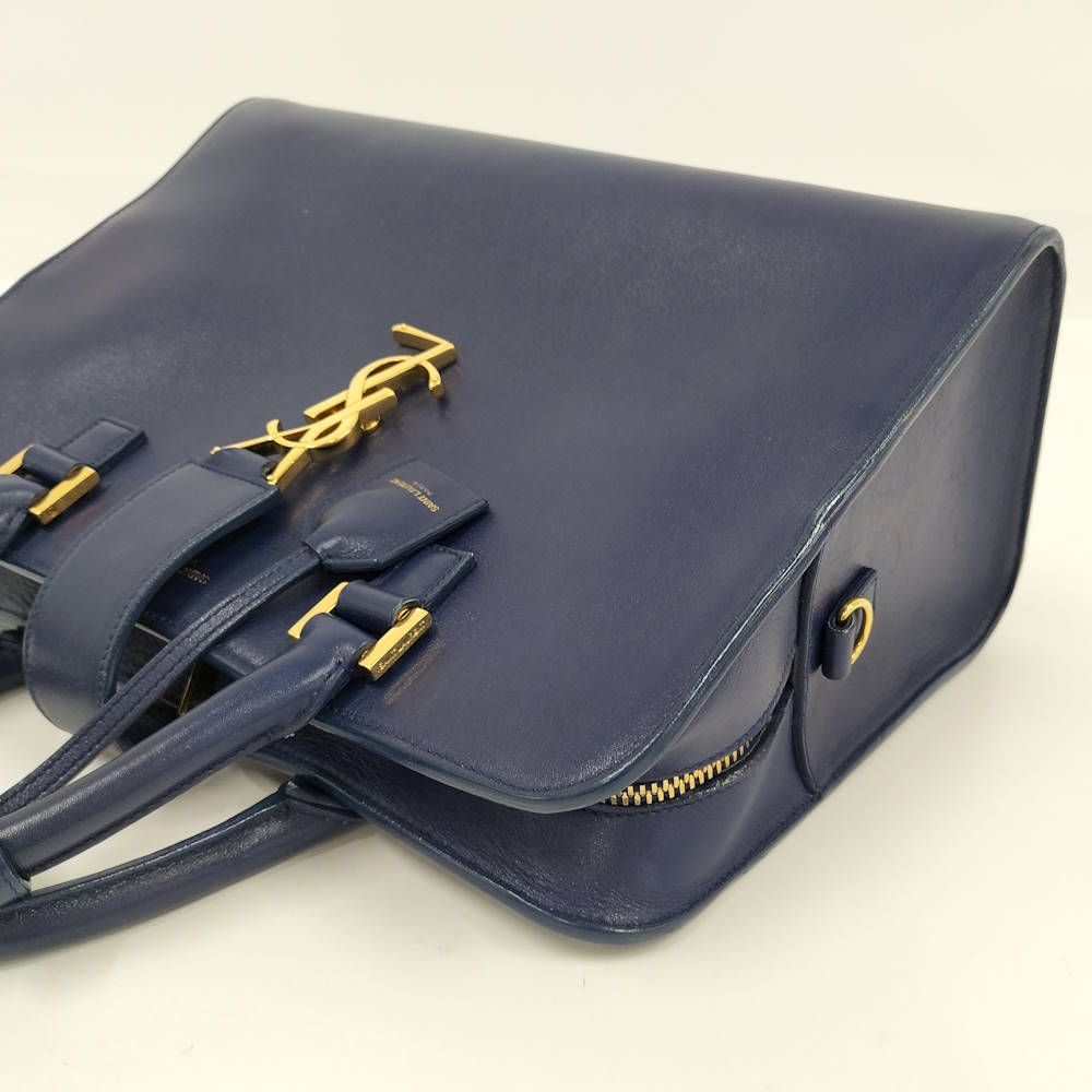 Saint Laurent Cabas Small Handbag Leather Navy — view 5
