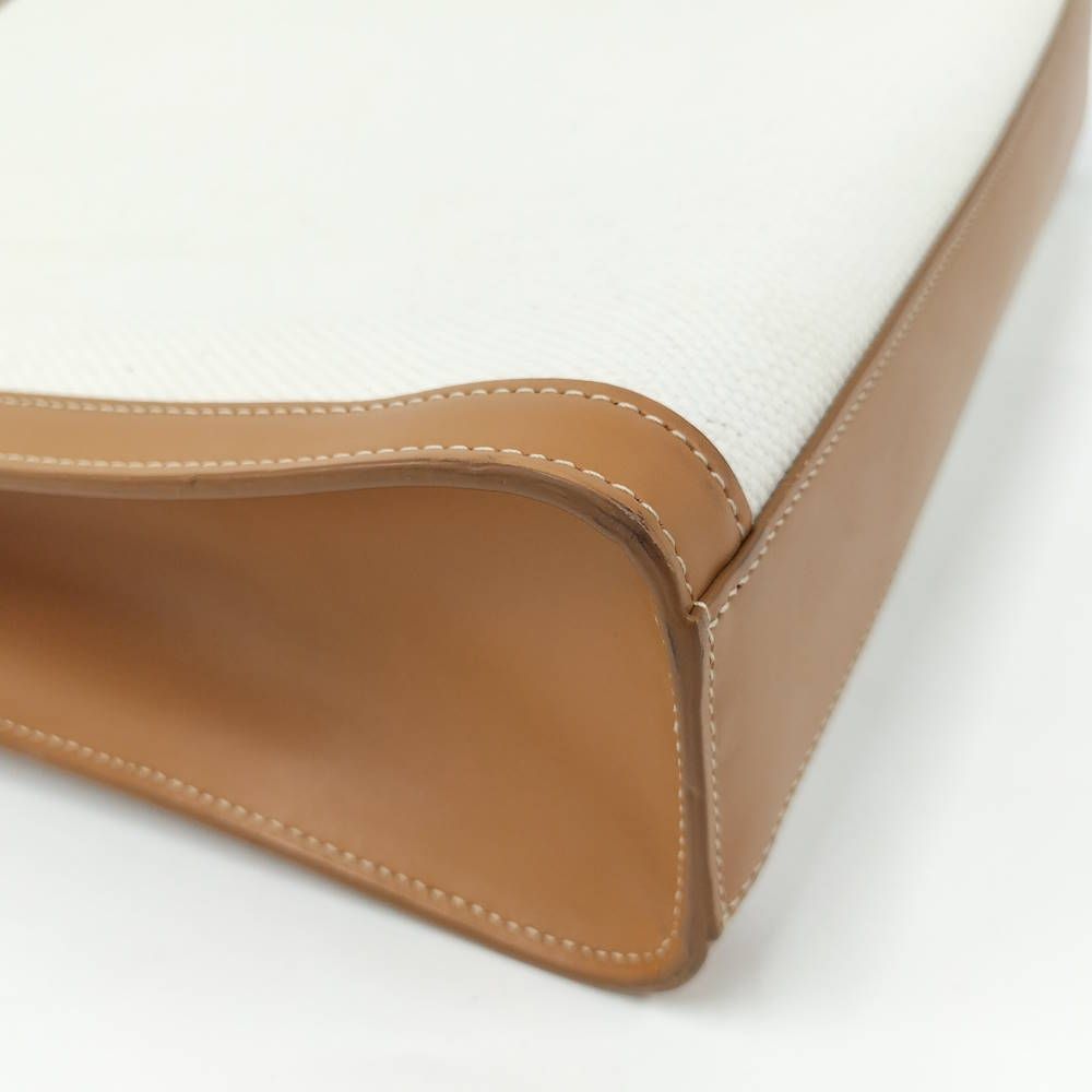 Celine Vertical Cabas Handbag Canvas Leather Ivory — view 4