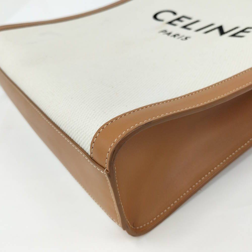 Celine Vertical Cabas Handbag Canvas Leather Ivory — view 3