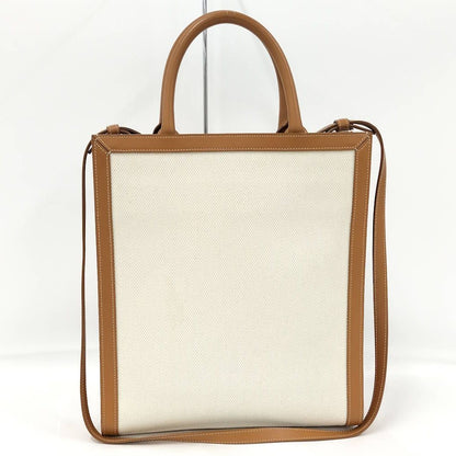 Celine Vertical Cabas Handbag Canvas Leather Ivory — view 2