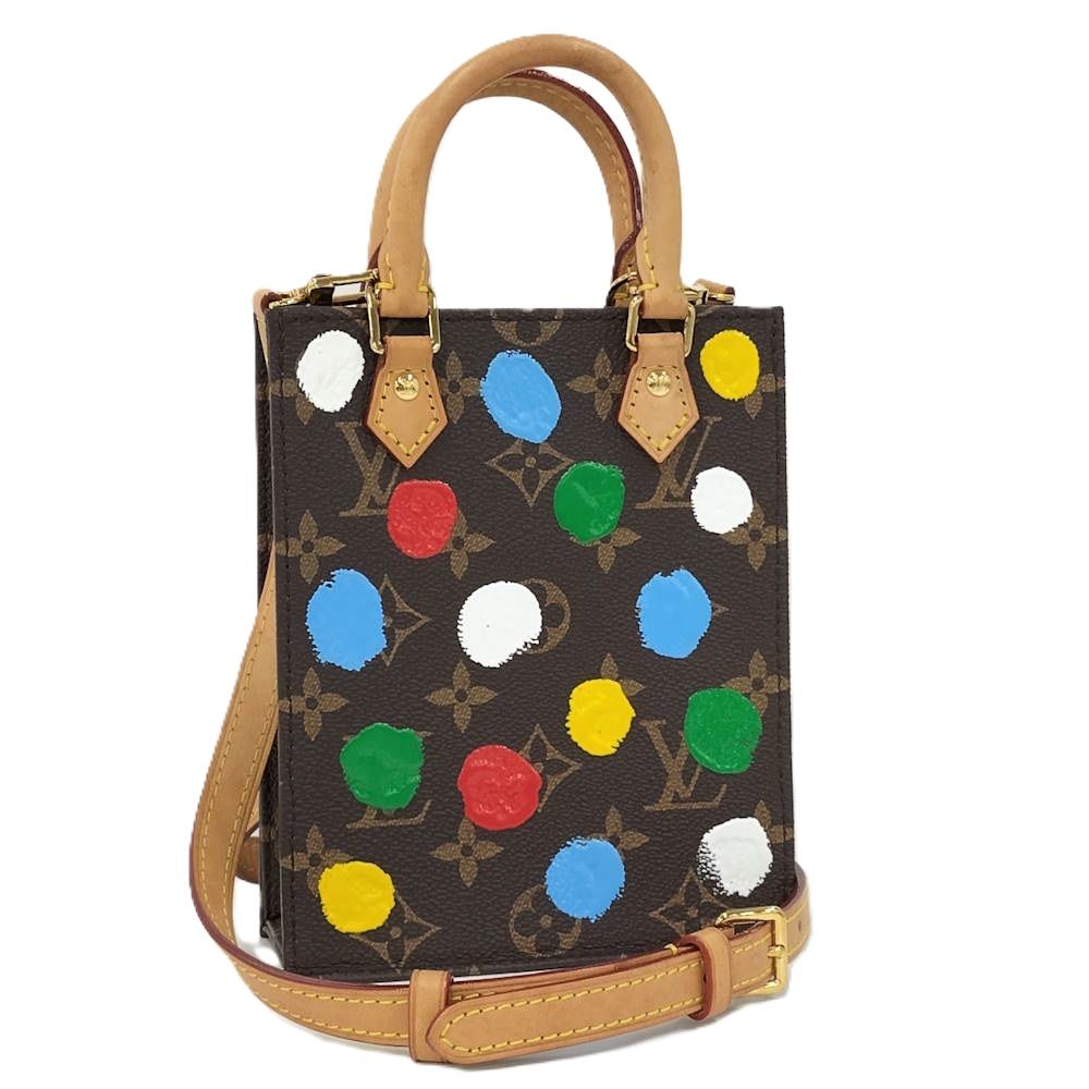 Louis Vuitton Monogram Petite Sac Plat 2-Way Mini Handbag Yayoi Kusama