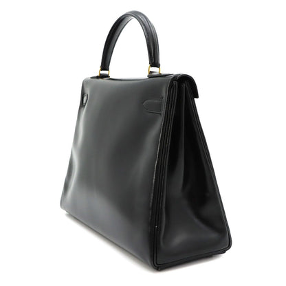 Hermes Kelly 32 Box Calf Black 2-Way Bag Retourne — view 3