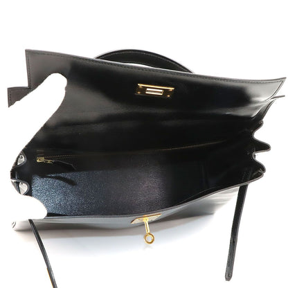 Hermes Kelly 32 Box Calf Black 2-Way Bag Retourne — view 6