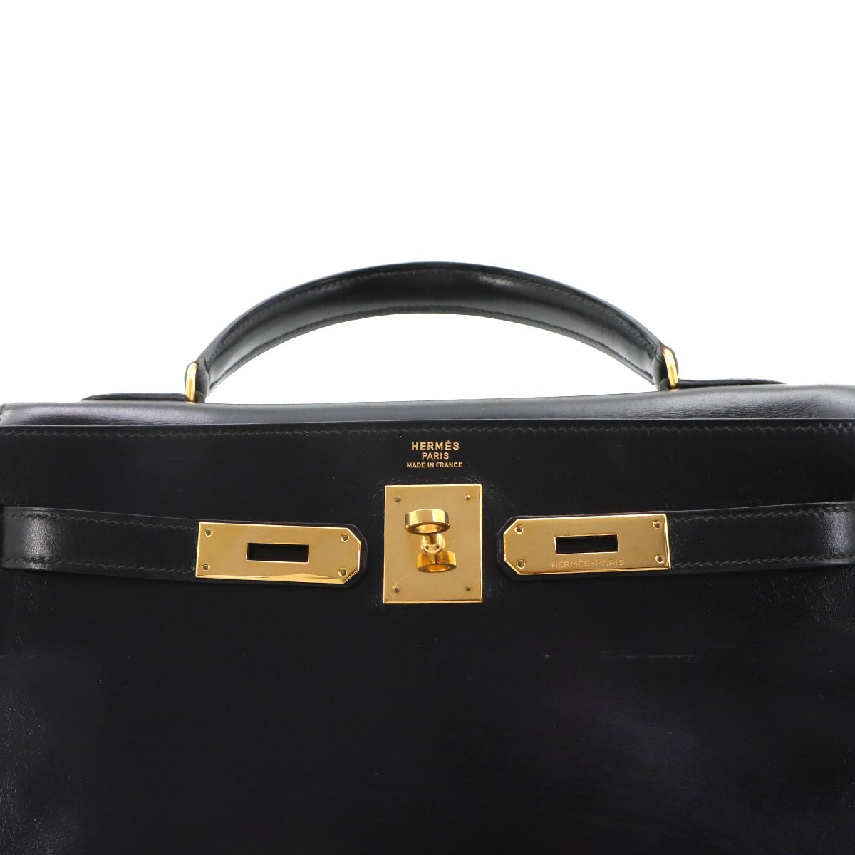 Hermes Kelly 32 Box Calf Black 2-Way Bag Retourne — view 7