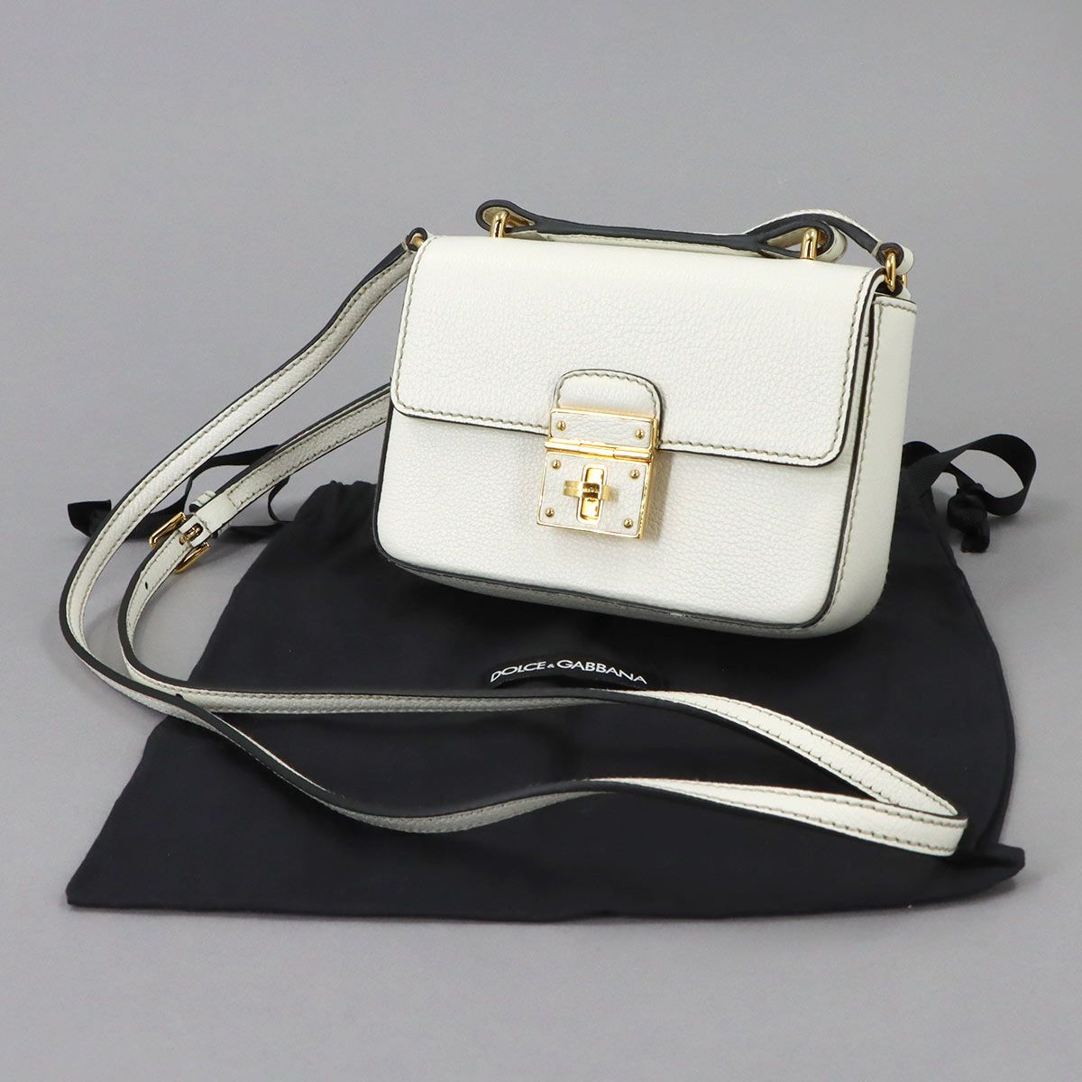 Dolce & Gabbana Rosalia Mini Top Handle 2-Way Bag Leather White — view 2