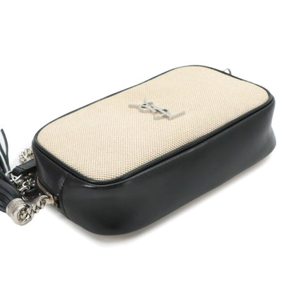 Saint Laurent Lou Camera Bag Chain Canvas Leather Beige — view 4