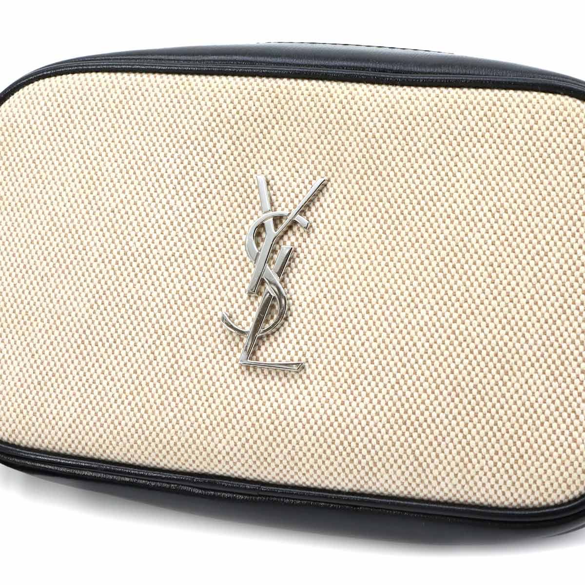 Saint Laurent Lou Camera Bag Chain Canvas Leather Beige — view 7