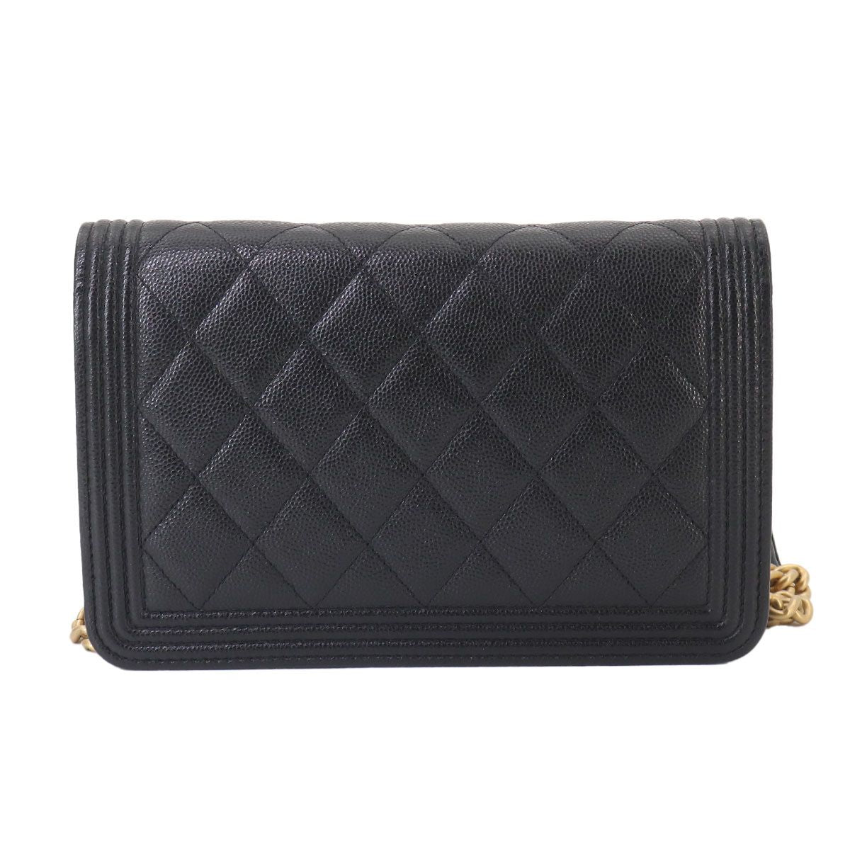 Chanel Boy Chain Wallet Caviar Leather Black Shoulder Bag — view 2