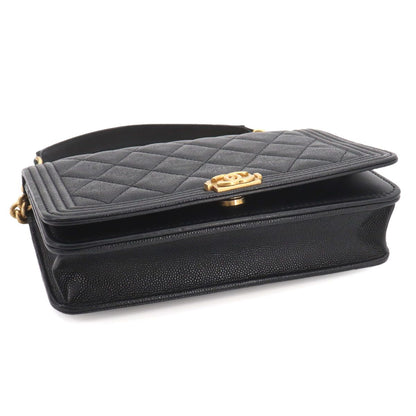 Chanel Boy Chain Wallet Caviar Leather Black Shoulder Bag — view 4