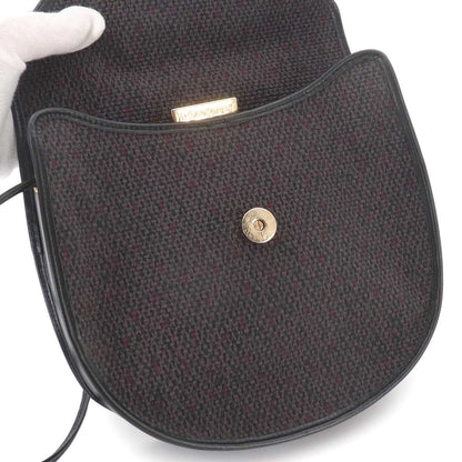 Saint Laurent Shoulder Bag Leather Gray Black Gold Vintage — view 6