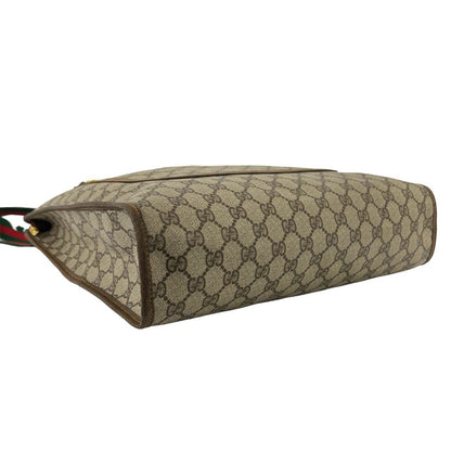 Gucci Vintage Sherry Line GG Logo Pattern Leather Tote Bag Brown Red Green — view 7
