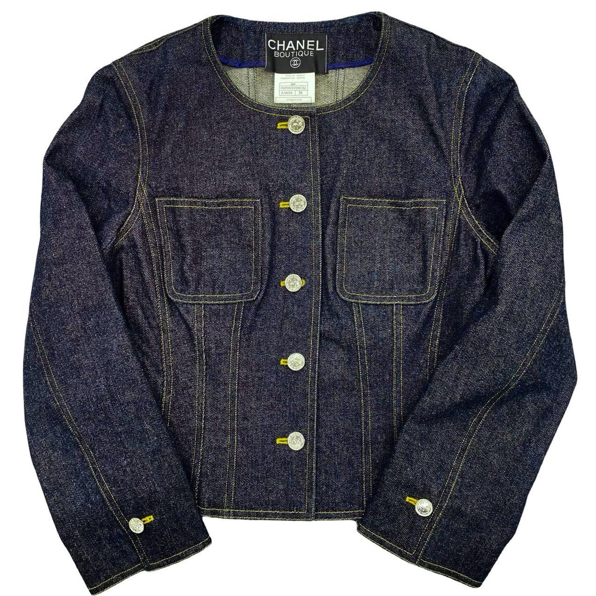 Chanel 96P Vintage Cotton Denim Jacket 38 Blue