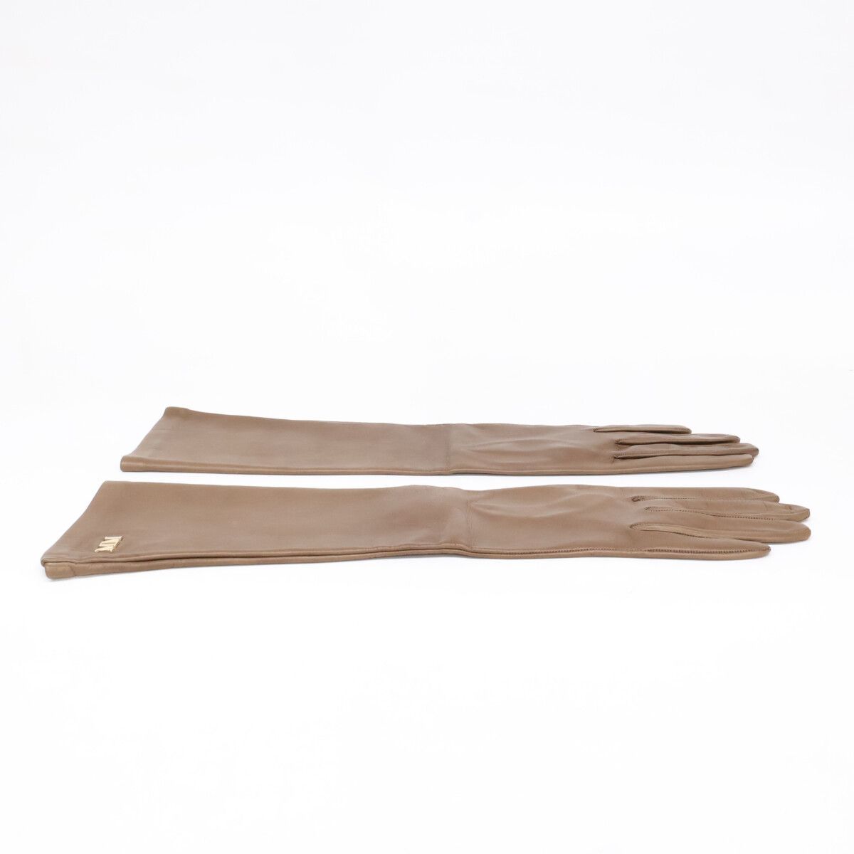 Max Mara MM Logo Leather Long Gloves — view 2