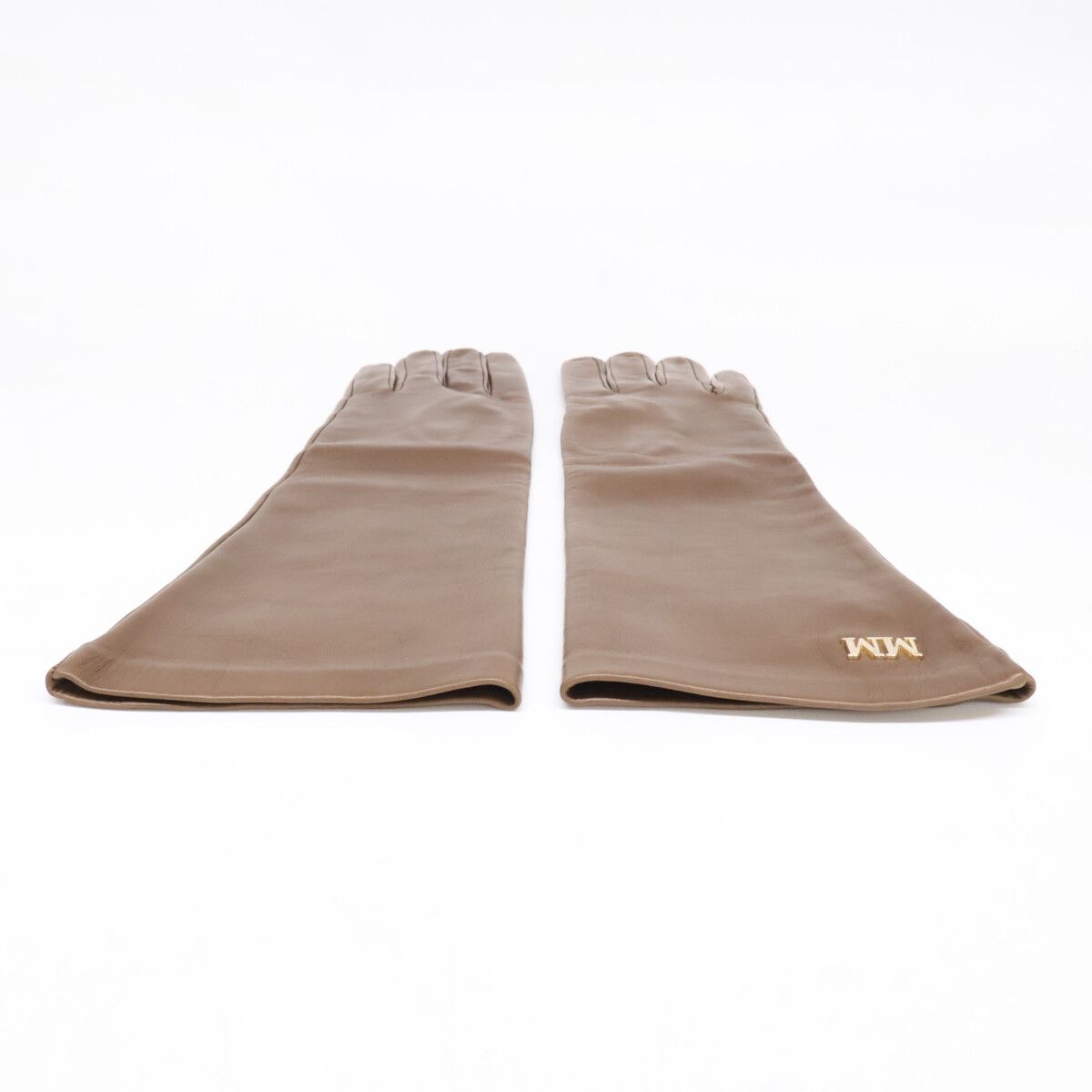 Max Mara MM Logo Leather Long Gloves — view 3