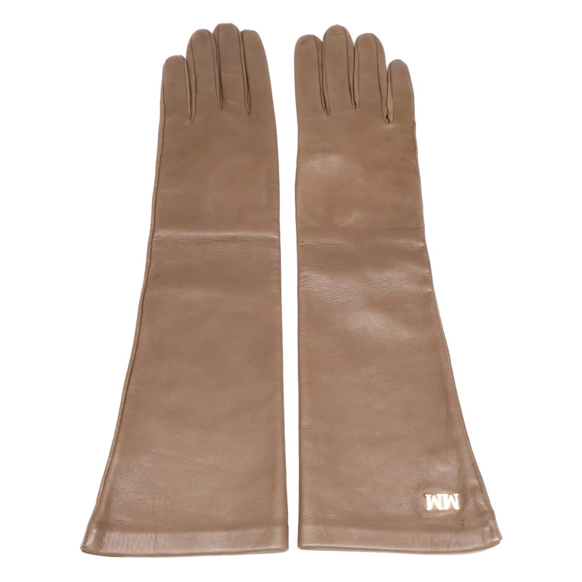 Max Mara MM Logo Leather Long Gloves