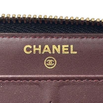 Chanel Wallet Quilted Caviar Leather Black Gold Zip Around — view 5