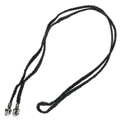 Chrome Hearts Leather Braid Lip and Tan Silver Necklace