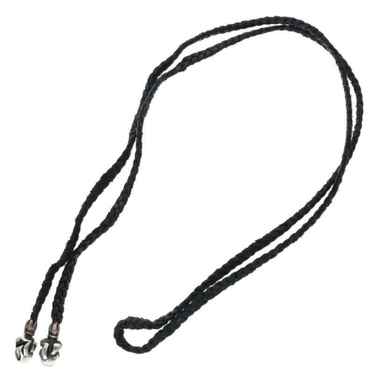 Chrome Hearts Leather Braid Lip and Tan Silver Necklace
