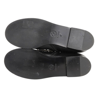 Chanel CC Logo Leather Short Boots Chain Double Zip Lace Up Black 37 — view 7