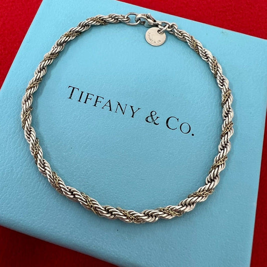 Tiffany & Co Twisted Rope Bracelet 925 Sterling Silver Gold