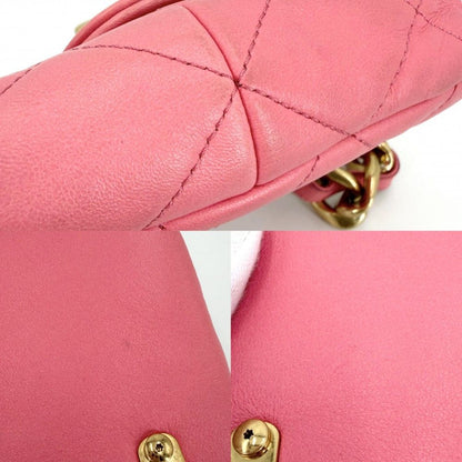 Chanel Big Shoulder Bag Mini Quilted Chain Turnlock Mini CC Logo Leather Pink — view 7