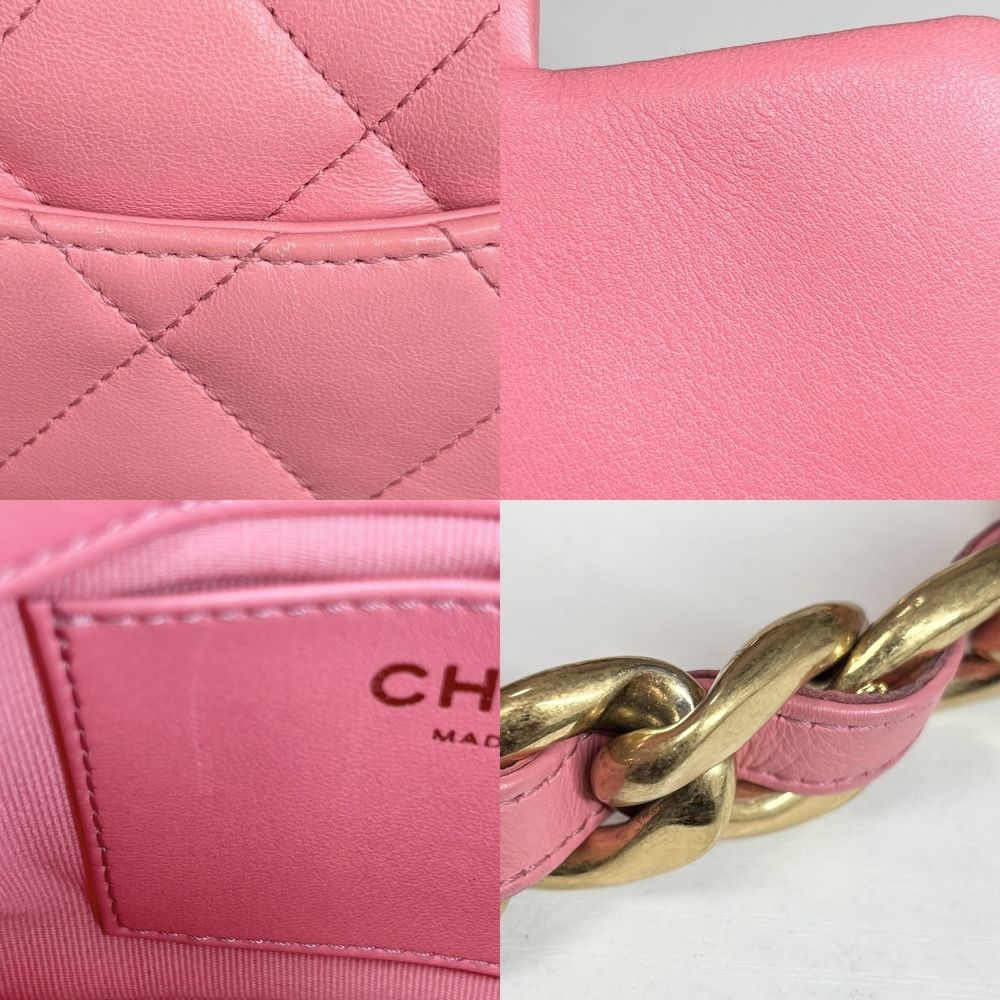 Chanel Big Shoulder Bag Mini Quilted Chain Turnlock Mini CC Logo Leather Pink — view 8