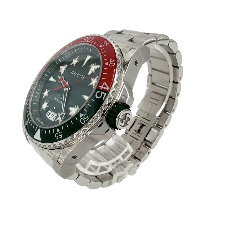 Gucci Watch Date Dive Quartz Green Dial Stainless Steel Silver — view 2