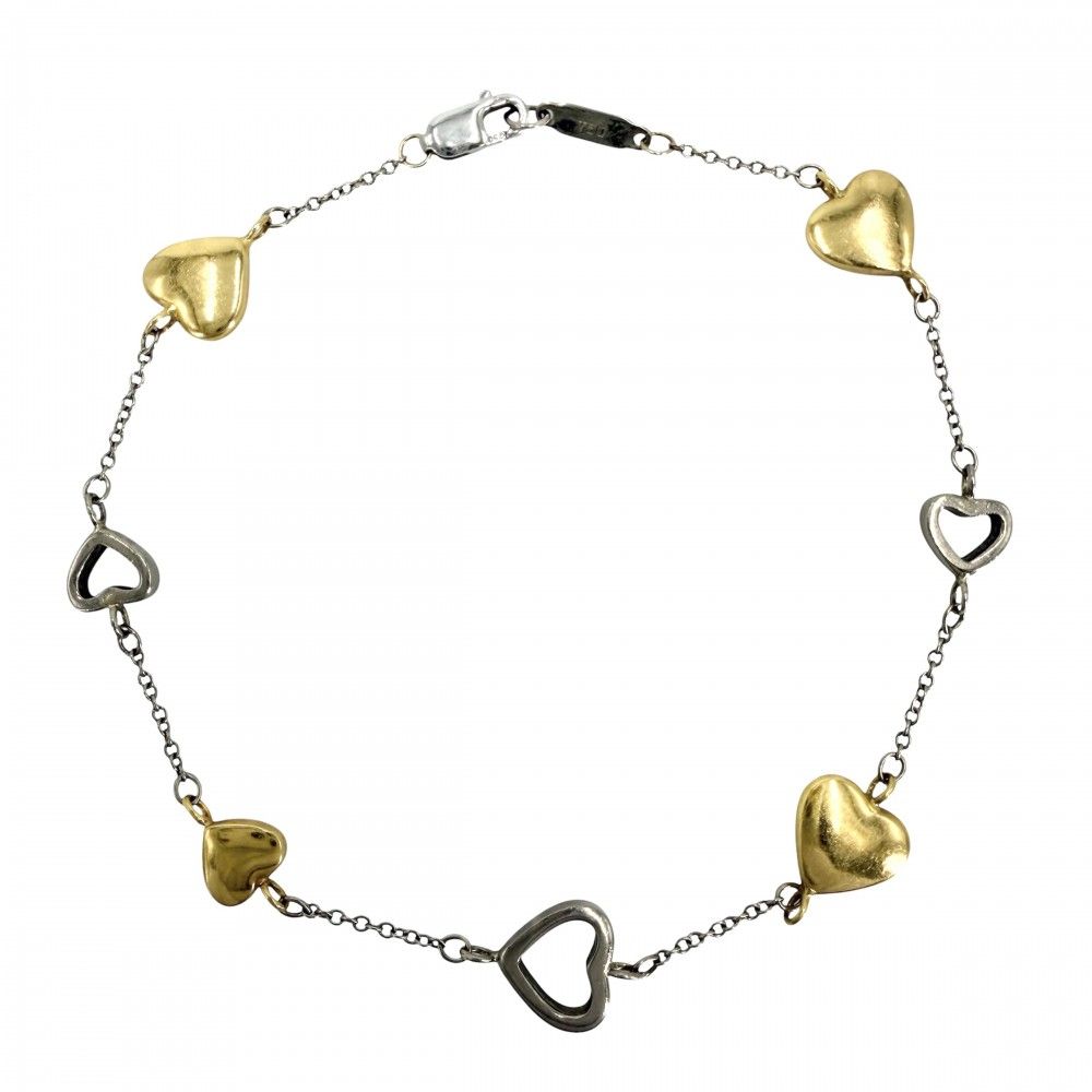 Tiffany & Co Big Bracelet Multi Heart 18K Yellow Gold White Gold