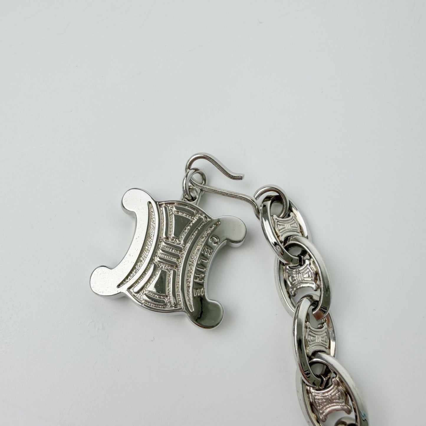 Celine Vintage Triomphe Chain Belt Plated Silver — view 8
