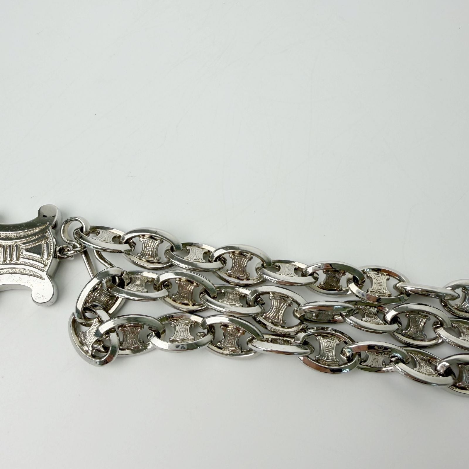Celine Vintage Triomphe Chain Belt Plated Silver — view 4