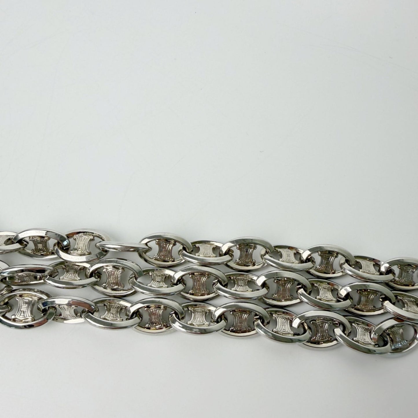 Celine Vintage Triomphe Chain Belt Plated Silver — view 5