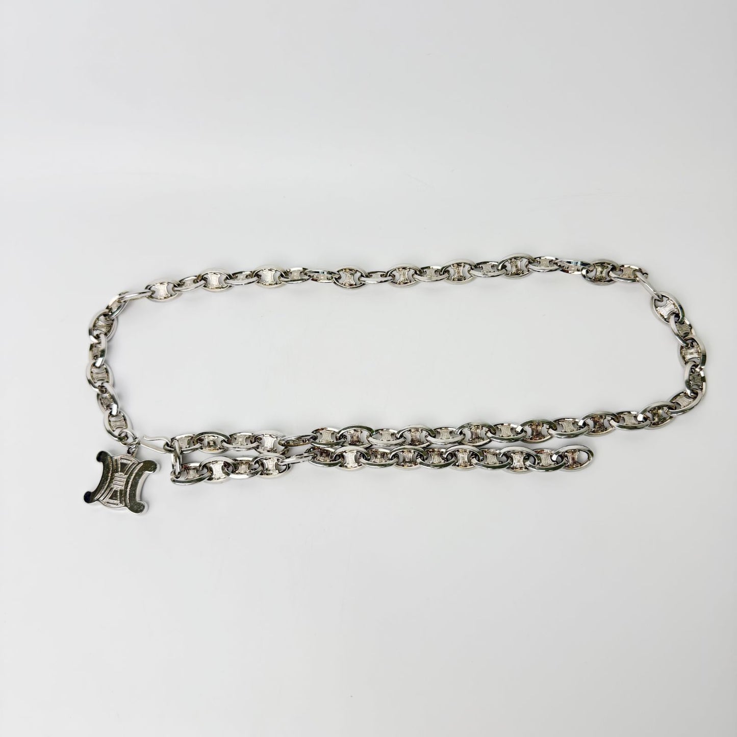 Celine Vintage Triomphe Chain Belt Plated Silver — view 2