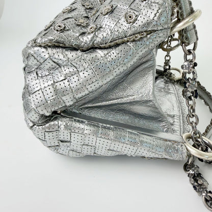 Bottega Veneta Intrecciato Sequin Chain Shoulder Bag Leather Silver Vintage — view 6