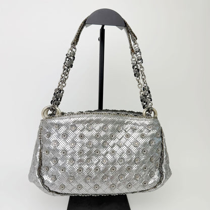Bottega Veneta Intrecciato Sequin Chain Shoulder Bag Leather Silver Vintage — view 5