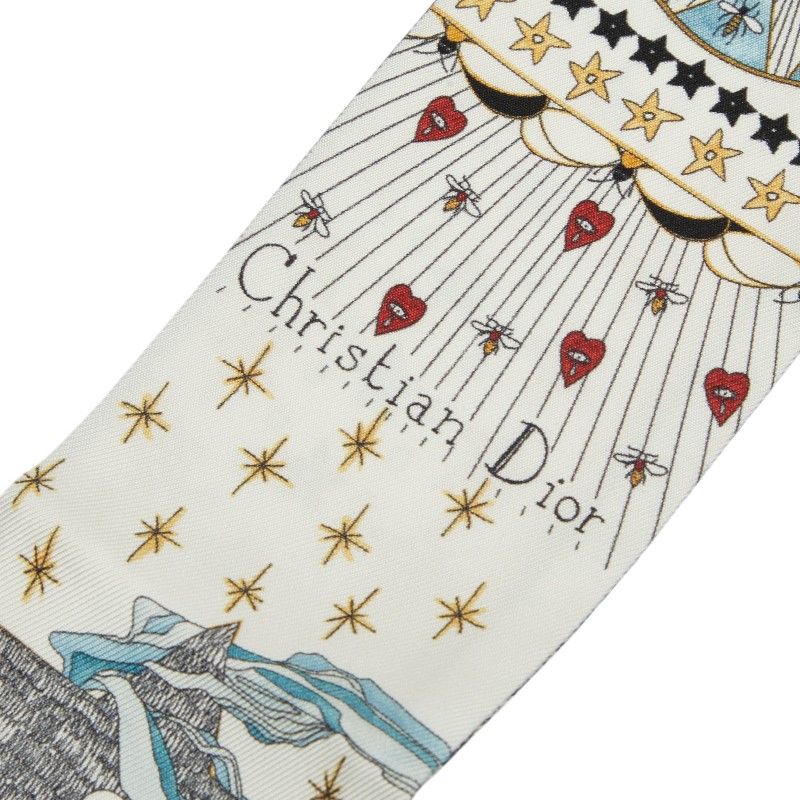 Dior Mizza Tarot Etoile Star Scarf White Multicolor Silk — view 2