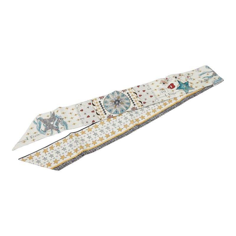 Dior Mizza Tarot Etoile Star Scarf White Multicolor Silk