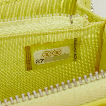 Chanel CC Logo Quilted Zip Around Wallet Black Yellow Leather — view 7