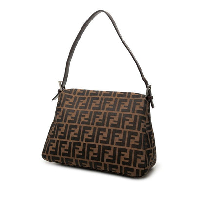 Fendi Zucca Shoulder Bag Brown Black Canvas Leather — view 2