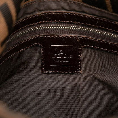 Fendi Zucca Shoulder Bag Brown Black Canvas Leather — view 5