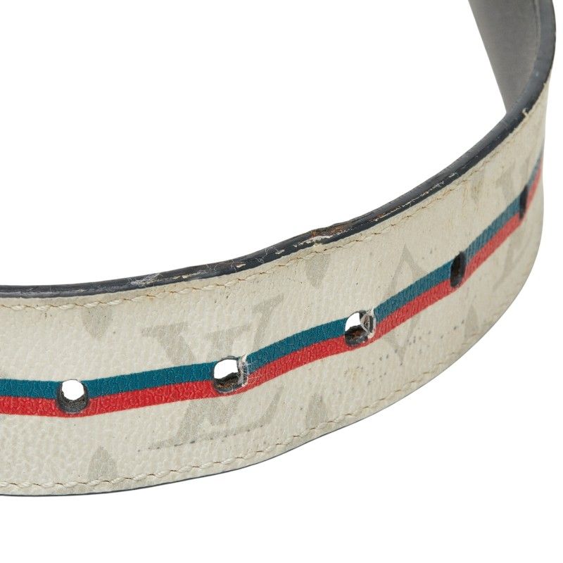 Louis Vuitton Monogram Ceintur Belt 85 34 Blanc White Gray Navy Leather — view 5