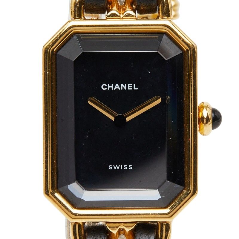 Chanel Premiere M-w Black Gold Plated Leather Onyx