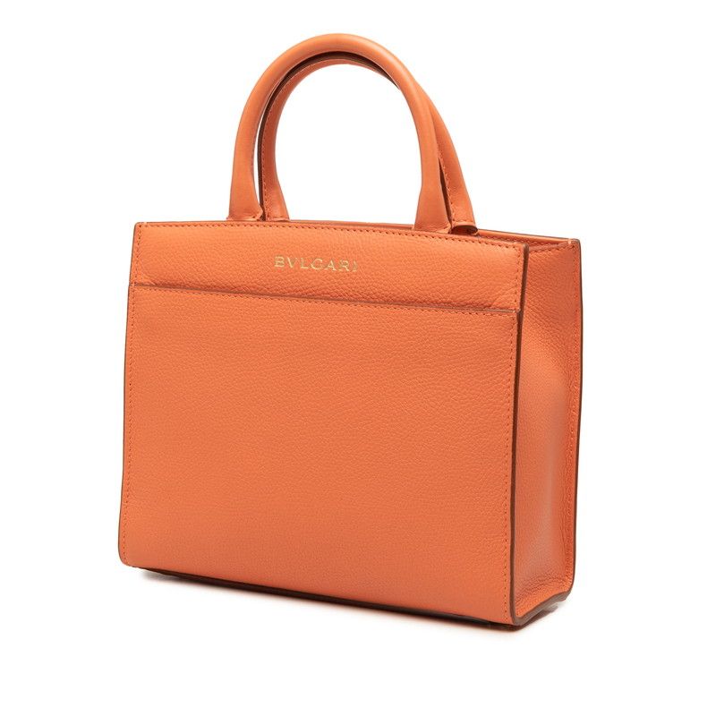 Bvlgari Logo 2-Way Shoulder Bag Orange Leather — view 2