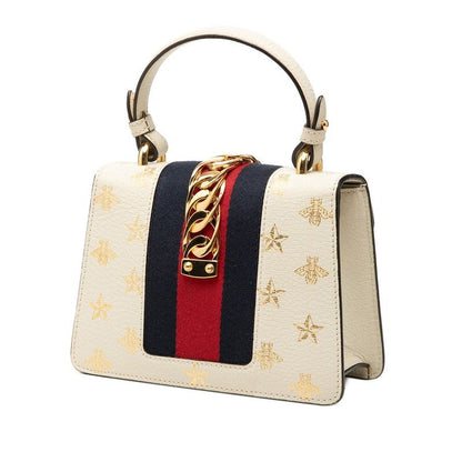 Gucci Bee&star Mini Sylvie 2-Way Shoulder Bag White Leather — view 2