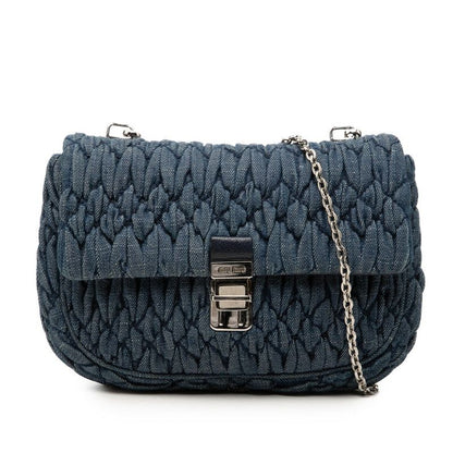 Miu Miu Blue Denim Leather Shoulder Bag