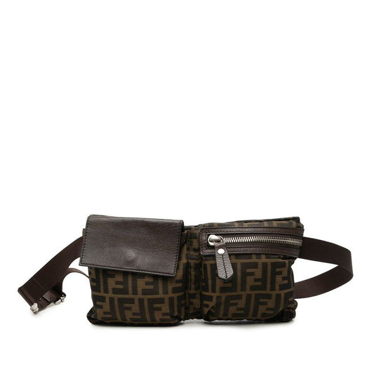Fendi Brown Canvas Leather Handbag