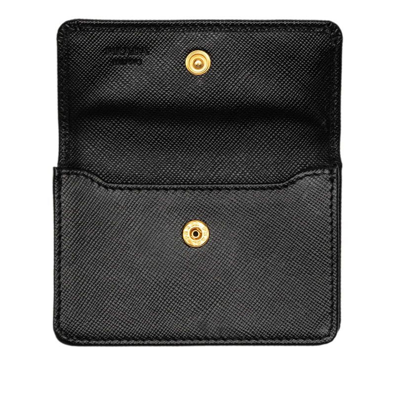 Prada Logo Card Case Business Holder Black Saffiano Leather — view 4