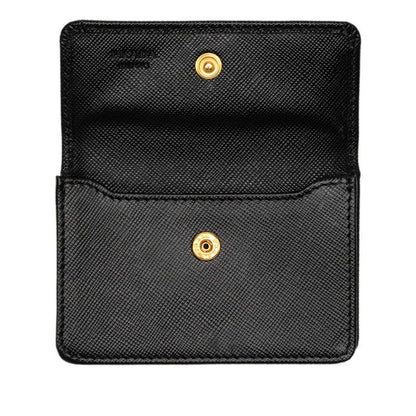 Prada Logo Card Case Business Holder Black Saffiano Leather — view 4