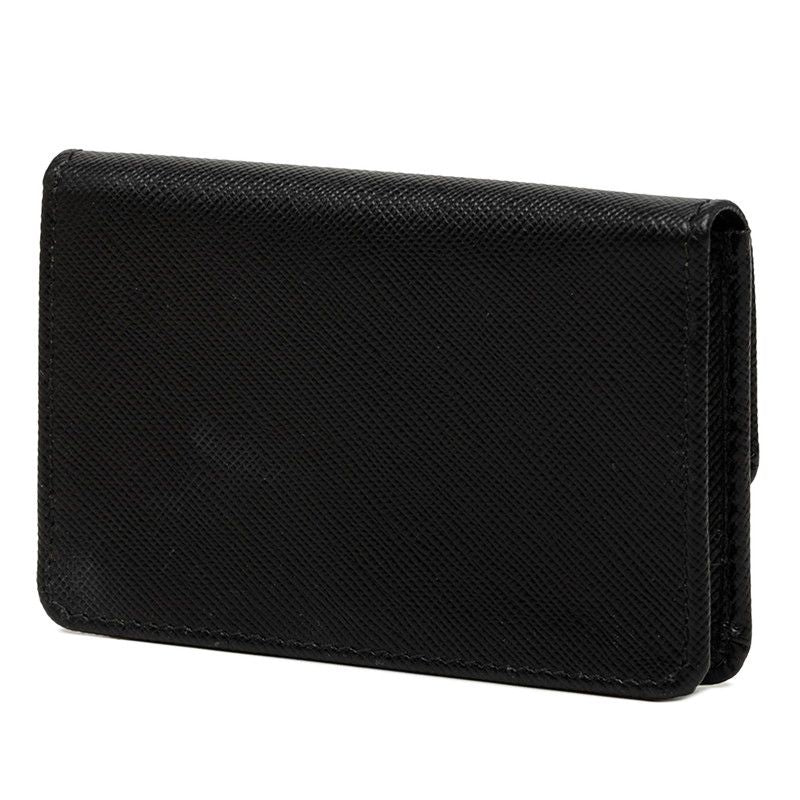 Prada Logo Card Case Business Holder Black Saffiano Leather — view 2